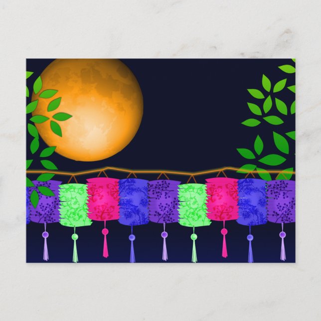 Cartão Postal Lanternas e Lua cheia (Frente)