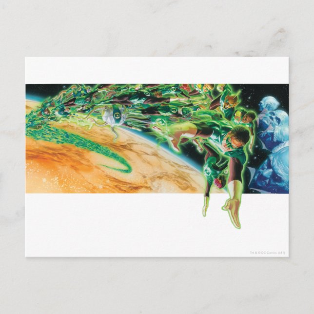 Cartão Postal Lanternas Gren Voando no Espaço (Frente)