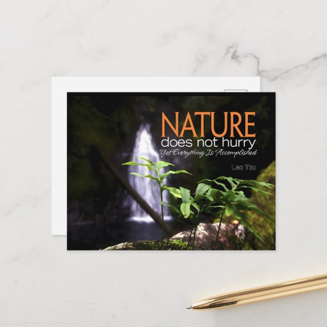 Cartão Postal Lao Tzu Citação Inspiracional "Natureza" (Frente/Verso In Situ)