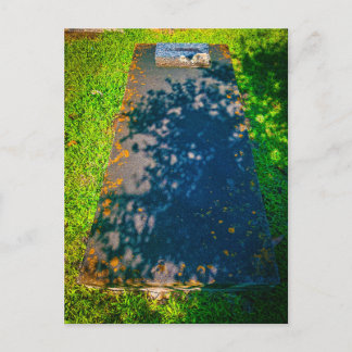 Cartão Postal Lápide Plana com Sombras de Folhas