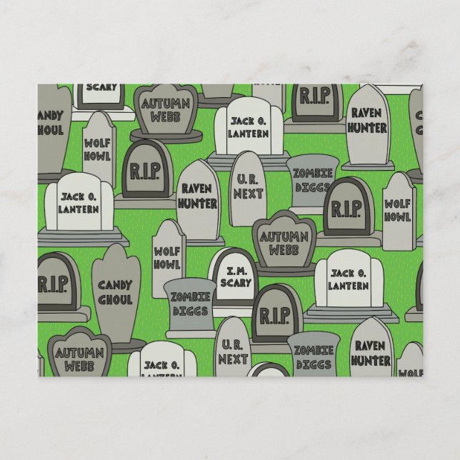 Cartão Postal Lápides do Dia das Bruxas engraçado (Frente)