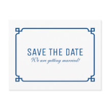 Cartão postal Lapis Blue Deco Chic Save the Date
