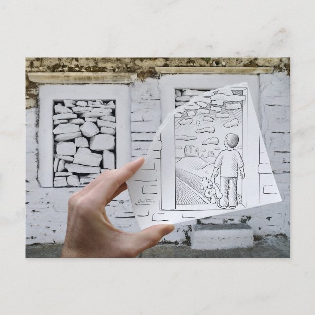 Cartão Postal Lápis contra a câmera - sonho da criança (Frente)