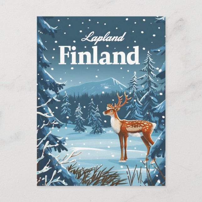 Cartão Postal Lapland Finlândia Vintage (Frente)