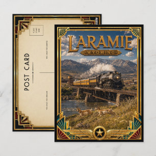 Cartão Postal Laramie Wyoming Arte Deco Vintage Era de Ouro