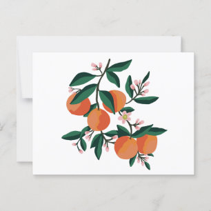 Cartão Postal Laranja e flores minimalistas