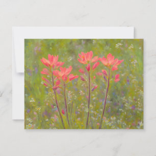 Cartão Postal Laranja Flores Selvagens Indianas Pincel Floral