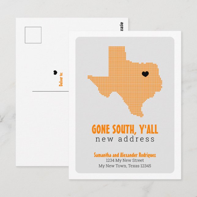 Cartão Postal Laranja foi para o Sul, vocês se movendo (Frente/Verso)