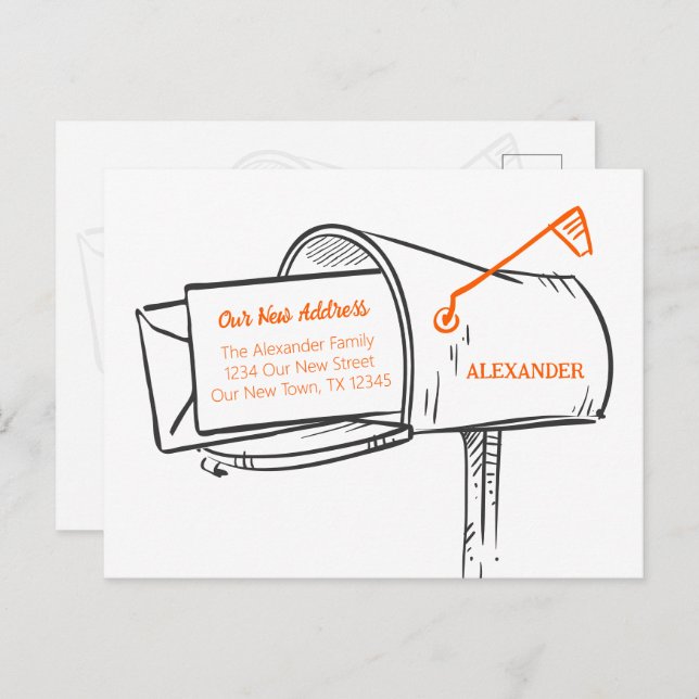 Cartão Postal Laranja Movimentamos Caixa de Correio Distante (Frente/Verso)