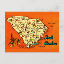 Cartão postal laranja retrô da Carolina do Sul
