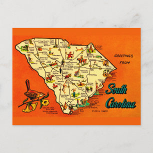 Cartão postal laranja retrô da Carolina do Sul