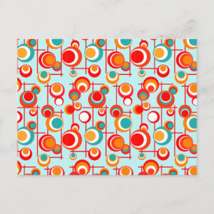 Cartão Postal Laranja Retro e Pontos Turquesa