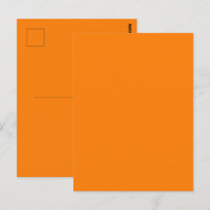 Cartão Postal Laranja Sólido Cor Abóbora Tradicional Clássica