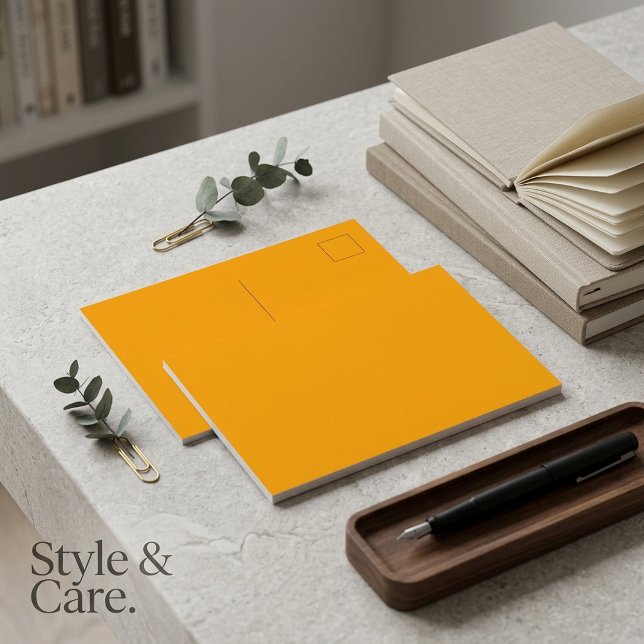 Cartão Postal Laranja Sólido Layout Simples Elegan (Create Your Own Solid Color Glossy Postcard)