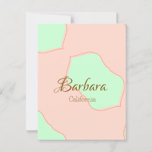 Cartão Postal Laranja verde pastel boho adicionar nome lugar rús