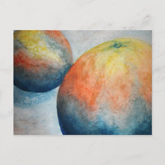 Cartão Postal laranjas aquarela (Frente)