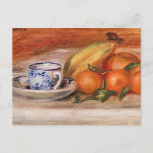 Cartão Postal Laranjas Bananas e Teacup por Auguste Renoir