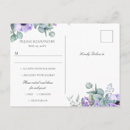 Cartão Postal Larissa Floral Roxo Escolha de Refeição Resposta d