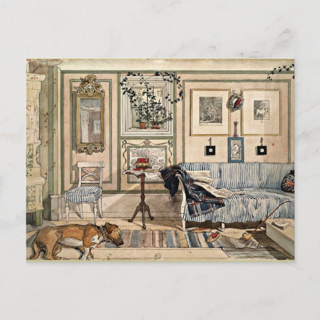 Cartão Postal Larsson - Cozy Corner, 1894, trabalho de arte (Frente)