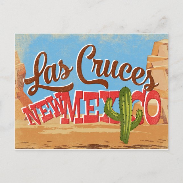 Cartão Postal Las Cruces Novo México Deserto de Cartoon Viagem (Frente)