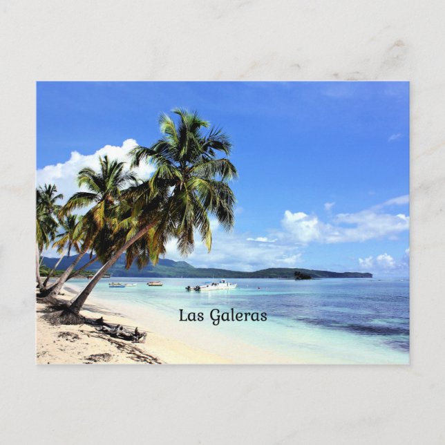 Cartão Postal Las Galeras, cena tropical da República Dominicana (Frente)