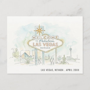 Cartão Postal Las Vegas Nevada Aquarela Paisagem Viagem
