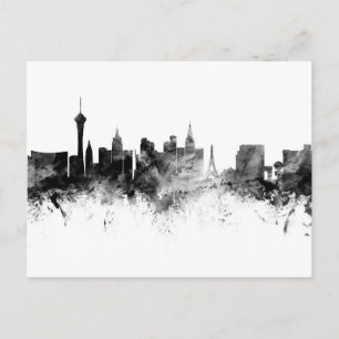 Cartão Postal Las Vegas Nevada Skyline Black White