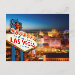 Cartão Postal Las Vegas, placa de Nevada em frente a uma cidade,