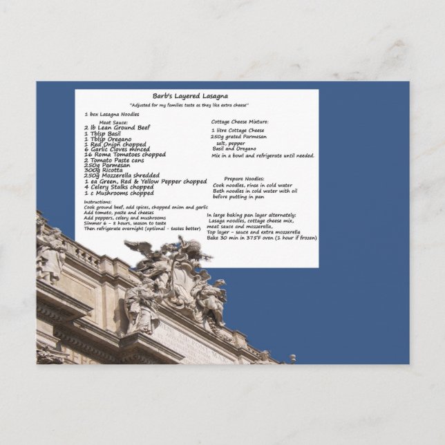 Cartão postal Lasagna Roma de Barb (Frente)