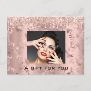 Cartão Postal Lash de Maquiagem de Rosa Personalizada Floral de