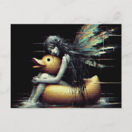 Cartão Postal Látea adormecida em flecha de pato de borracha