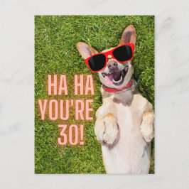 Cartão Postal Laughing Dog 30th Birthday