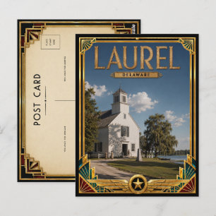 Cartão Postal Laurel Delaware Arte Deco Antiga Idade Dourada
