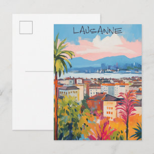 Cartão Postal Lausana Suíça Viagem Cidade Arte Estética