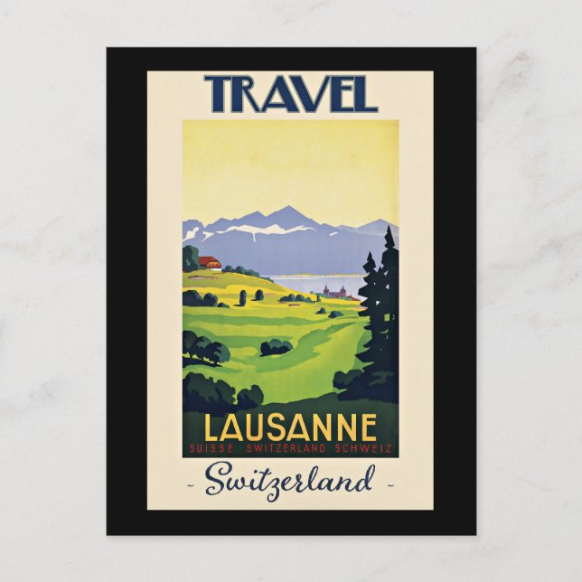 Cartão Postal Lausanne, poster de viagens Suiça (Frente)
