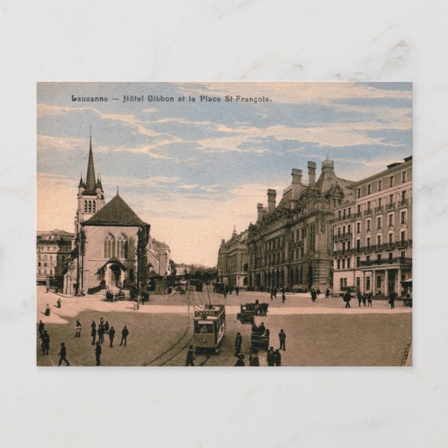 Cartão Postal Lausanne, Suiça, View, 1914 Vintage (Frente)