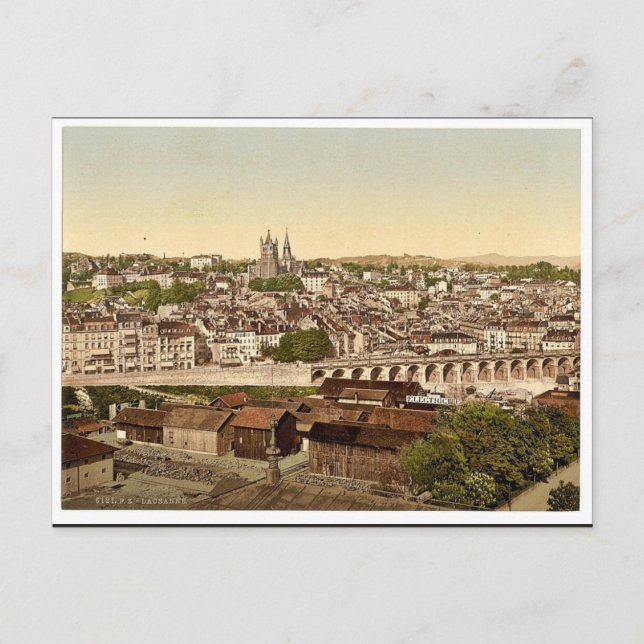 Cartão Postal Lausanne, visão geral, Genebra Lake, Suiça v (Frente)