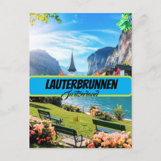 Cartão Postal Lauterbrunnen Suíça Pintura Aquarela, Eur