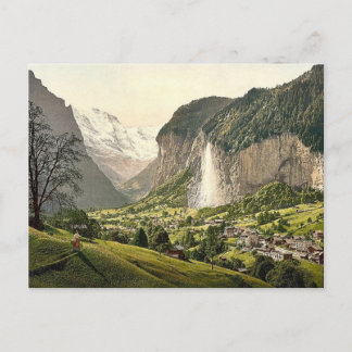 Cartão Postal Lauterbrunnen Valley com Staubbach, Bernese Oberl
