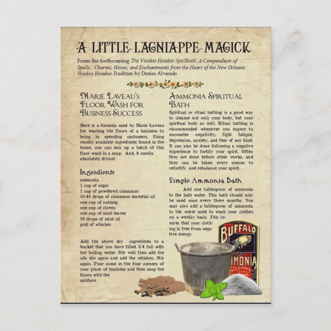 Cartão Postal Lava Chão de Marie Laveau para o Sucesso Empresari (Frente)