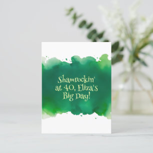 Cartão Postal lavagem de aquarela verde dia de são patrício aniv