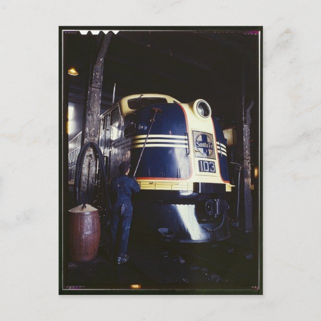 Cartão Postal Lavagem locomotiva 1939 (Frente)