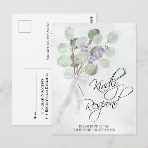 Cartão Postal Lavanda Eucalyptus gentilmente responda RSVP de Ca