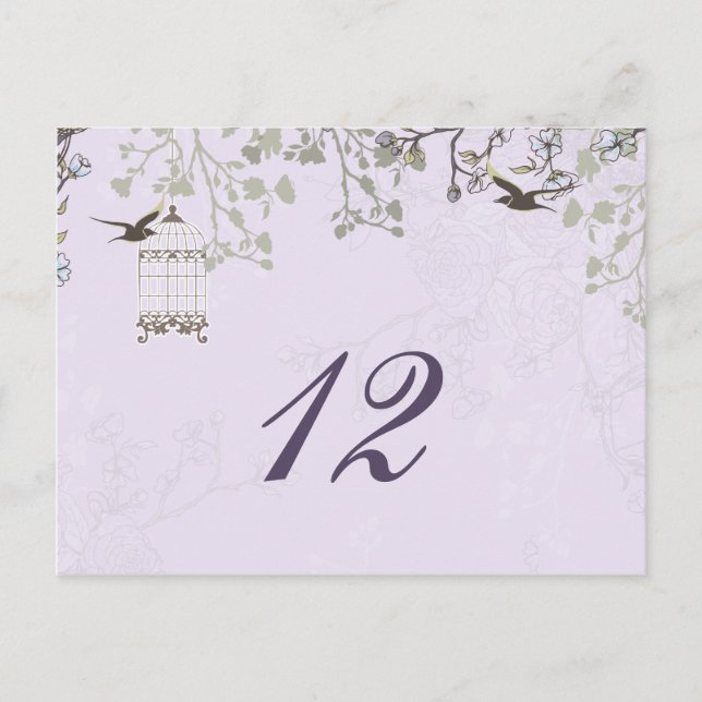 Cartão Postal Lavanda Lilac vintage aves casamento (Frente)