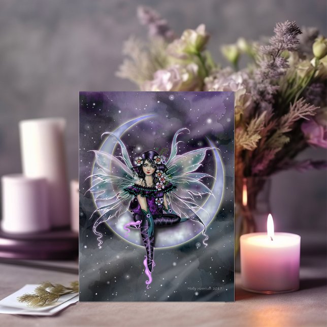 Cartão Postal Lavanda Moon Fairy Fantasy Art de Molly Harrison (Criador carregado)