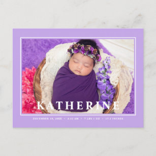 Cartão Postal Lavanda Novo lançamento do bebê Foto simples moder
