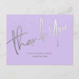 Cartão Postal Lavanda Silver Obrigado Elegante Universal