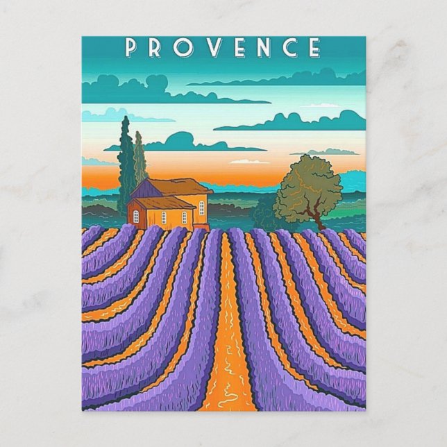 Cartão Postal Lavender Field Provence France (Frente)