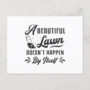 Cartão Postal Lawn Mower Um Belo Jardinagem