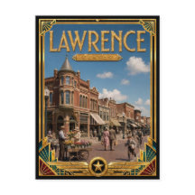 Lawrence Kansas Arte Deco Antigo Idade Dourada